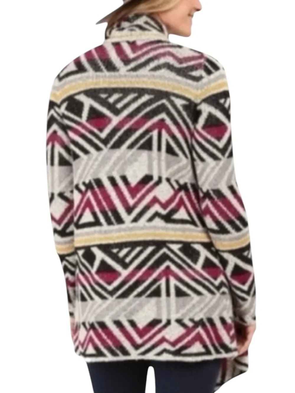 LUCKY BRAND Intarsia Cozy Wrap Open Front Cardigan Southwestern Sweater Size S - Picture 2 of 14